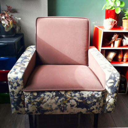 fauteuil vintage retapissé par Angelina Viault